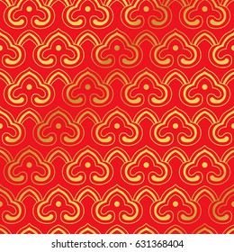Seamless Golden Chinese Background retro oriental curve cross round spiral frame