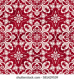 Seamless Golden Chinese Background Round Curve Cross Flower