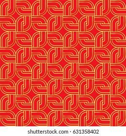 Seamless Golden Chinese Background round corner square geometry chain frame