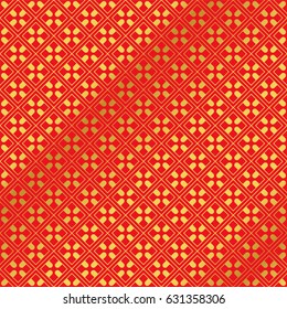 Seamless Golden Chinese Background square check cross geometry frame