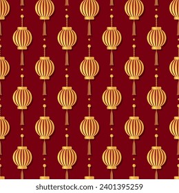 Seamless Golden Chinese Pattern, Abstract Vector Background, Decorative Wallpaper