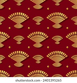 Patrón chino dorado sin inconvenientes, fondo vectorial abstracto, fondo de escritorio decorativo