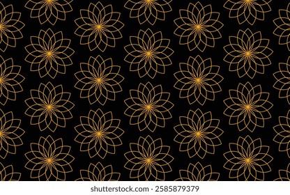 Seamless Golden color Arabesque Floral Pattern. Art Deco Style Background. Vector Abstract Flower Texture.