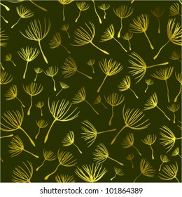 Seamless golden dandelion seeds. (vector)