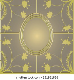 seamless golden  Easter pattern with flowers