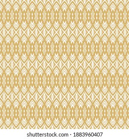 Seamless golden ethnic, ornamental texture,   woven  laced abstract pattern on white background