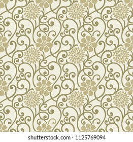 Seamless golden floral background