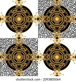Seamless Golden floral baroque pattern. Vector Illustration.