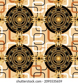 Seamless Golden floral baroque pattern. Vector Illustration.