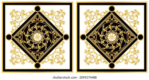 Seamless golden floral baroque pattern. Vector Illustration.