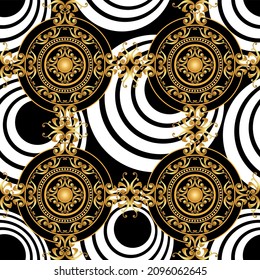 Seamless Golden floral baroque pattern. Vector Illustration.