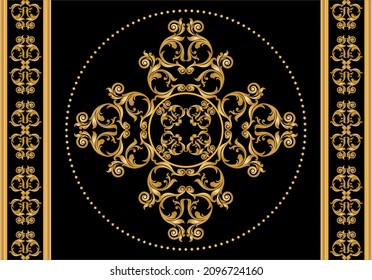 Golden Floral Barock Muster. Vektorgrafik.