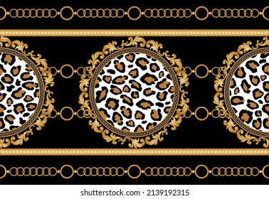 Seamless golden floral baroque pattern. Vector Illustration.