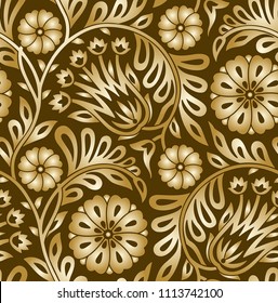 Seamless golden floral pattern