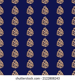 Seamless golden floral pattern for textile, fabric manufacturing, wallpaper, covers, surface, print, gift wrap, scrapbooking. Vector.