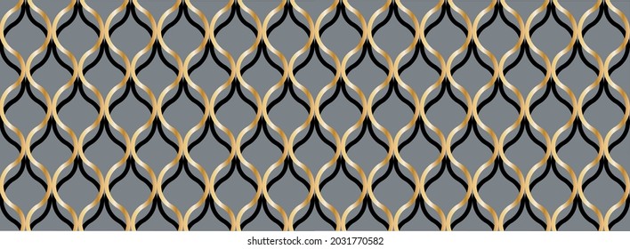 Seamless golden geometric chain pattern. Vector Illustration.
