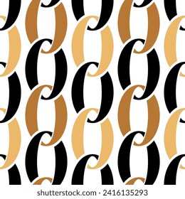 Seamless golden geometric chain pattern. Vector Illustration.