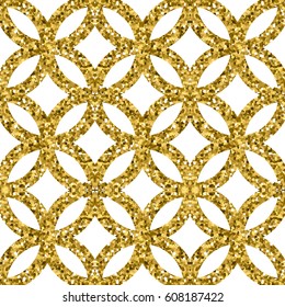 Seamless golden geometric circle pattern. Vector.