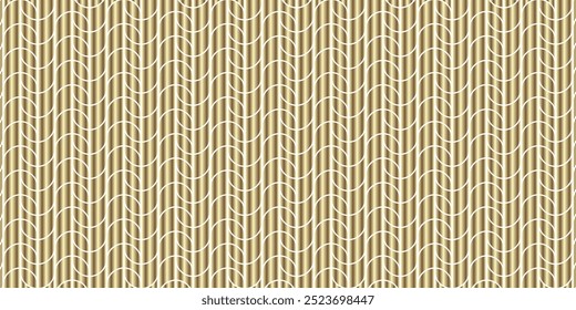 Seamless Golden Geometric pattern, abstract wavy lines
