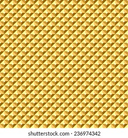 Seamless golden geometric relief texture. Vector art.