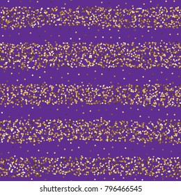 Seamless golden glitter texture. Shimmer background. Gold and violet striped background. Vector illustration.
