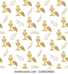 seamless golden holy communion pattern- vector illustration