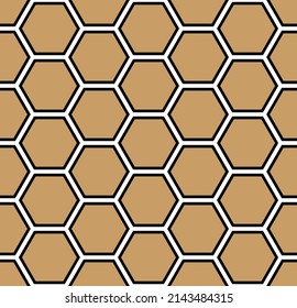 Seamless golden honeycomb pattern. Vector background hexagonal grid
