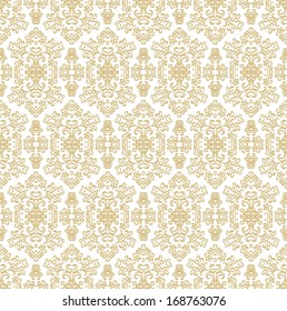 Seamless golden laced ornamental texture on white background 