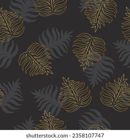 Seamless golden leaves pattern background vector design