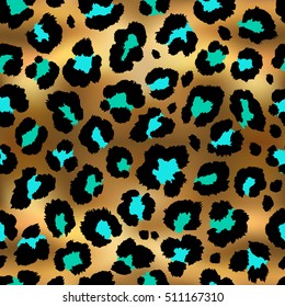 Seamless golden leopard pattern. Vector. 