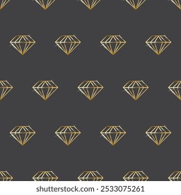 Padrão de diamante com linha dourada sem costura no fundo cinza