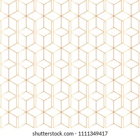 Seamless golden lines, geometric modern pattern. Background with rhombus, triangles. 
