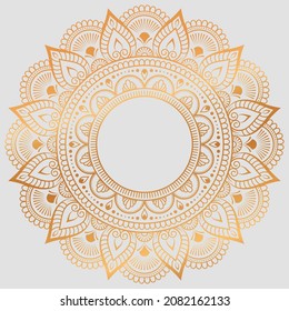 Seamless golden mandala pattern design on white paper