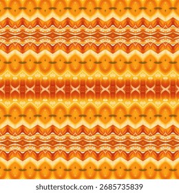 Patrón de fruta naranja dorado sin fisuras con textura detallada y filas simétricas. Ideal para comida, fondos y proyectos de diseño de arte decorativo.
