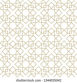 Seamless golden oriental pattern. Islamic background. Arabic linear texture. Vector illustration