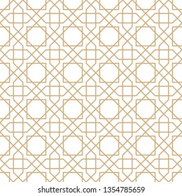Seamless golden oriental pattern. Islamic background. Arabic linear texture. Vector illustration