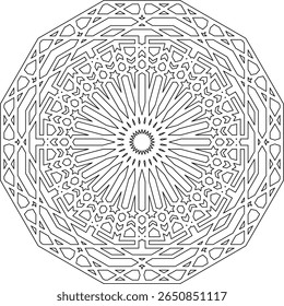Seamless golden oriental pattern, Islamic Moroccan pattern with intricate geometric zellige tile art. Ideal for Islamic backgrounds, textile prints, and Moorish-inspired designs.