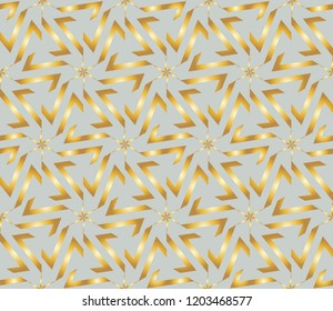 Seamless golden ornament in arabian style. Geometric abstract background. Vector illustration.