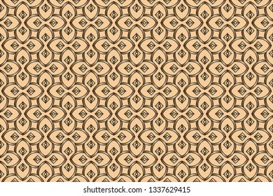 Seamless golden ornament in arabian style. Geometric abstract background. Pattern for wallpapers and backgrounds.  Geometric mosaic. Abstract texture. mosaic on a colored background.  