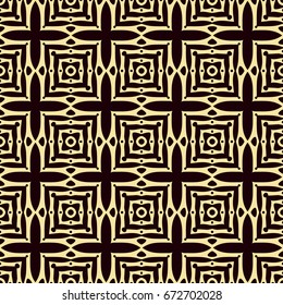 Seamless golden ornamental pattern. Dark and golden textile print. Template for design