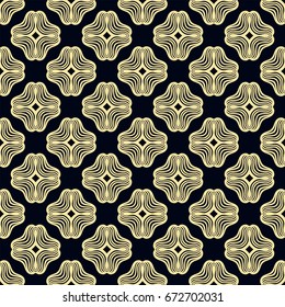 Seamless golden ornamental pattern. Dark and golden textile print. Template for design