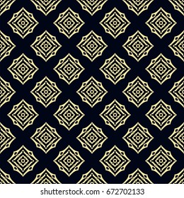 Seamless golden ornamental pattern. Dark and golden textile print. Template for design