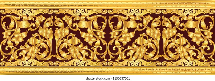 Seamless golden ornamental segment