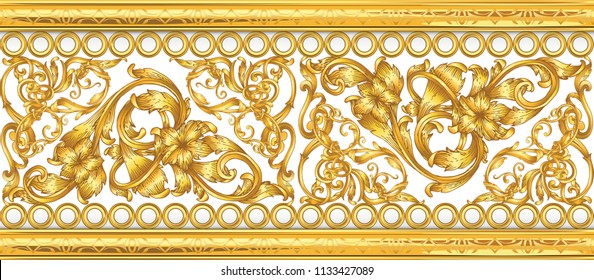 Seamless golden ornamental segment on white
