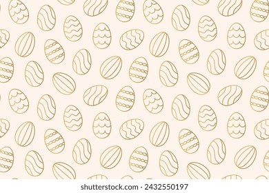 patrón de oro sin costura con huevos de pascua - ilustración vectorial- ilustración vectorial