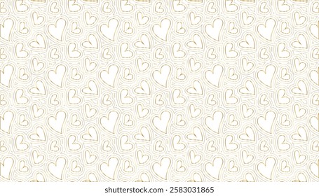 Seamless Golden pattern with hearts. Valentine's day background