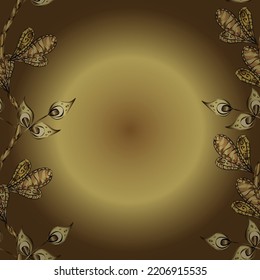 Seamless golden pattern. Golden pattern on brown, yellow and neutral colors with golden elements. Vector oriental ornament.