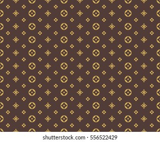 Seamless golden pattern on brown background