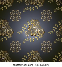 Seamless golden pattern. Seamless pattern on neutral and gray colors with golden elements. Vector oriental ornament.