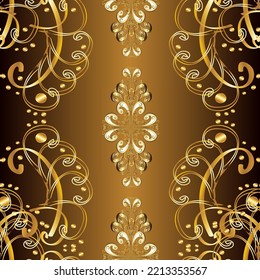 seamless golden pattern. vector golden floral ornament brocade textile and glass pattern. Gold metal with floral pattern. Colors with golden elements.